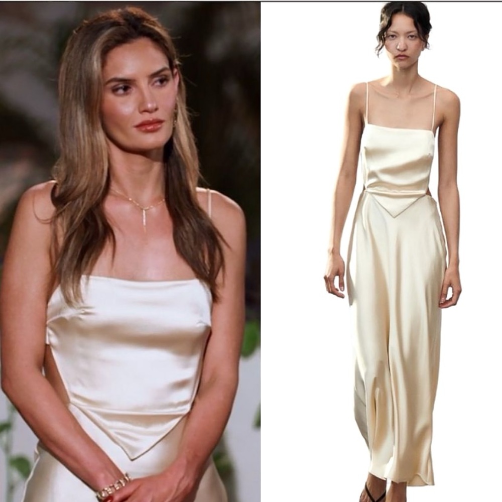 Zara NWT satin wrap dress vanilla 2896/331
